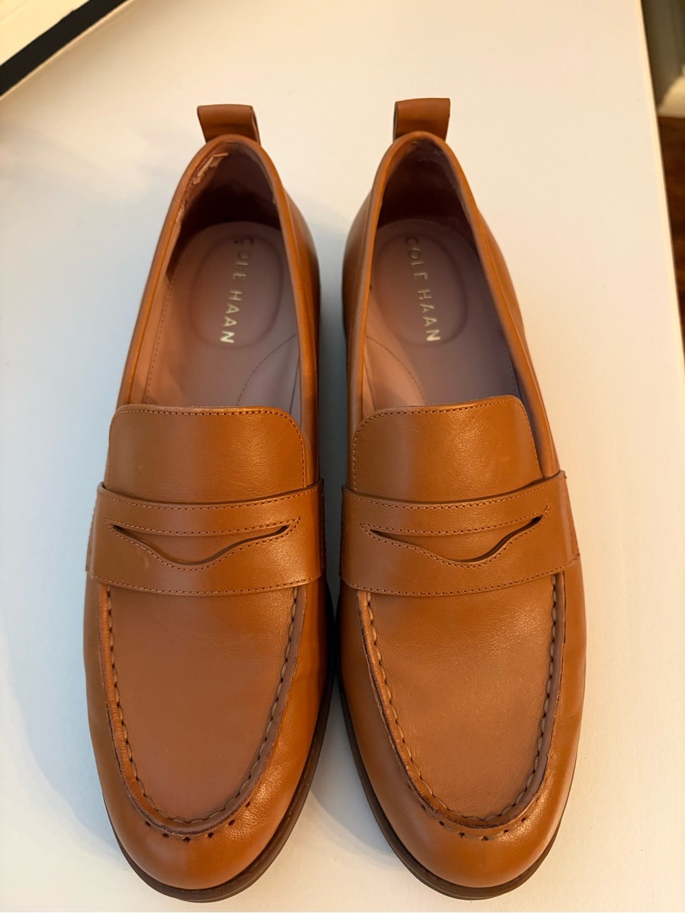 Cole Haan Women’s Tan Leather Penny Loafers